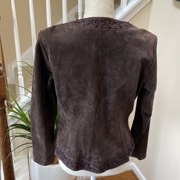 Chico's Chocolate Brown Suede Leather Jacket SZ 1 - Picture 12 of 12